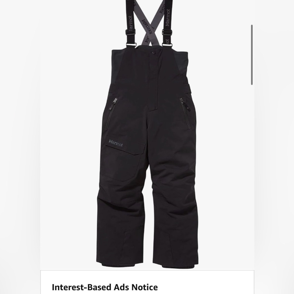 Marmot Rocso Grow an Inch Bib Unisex Kids Snowpants sz large appr 10-13 years